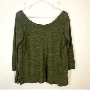 4/25$ ONE CLOTHING Green Thermal Waffle Knit Long Sleeve Boat Neck Tee Shirt Top